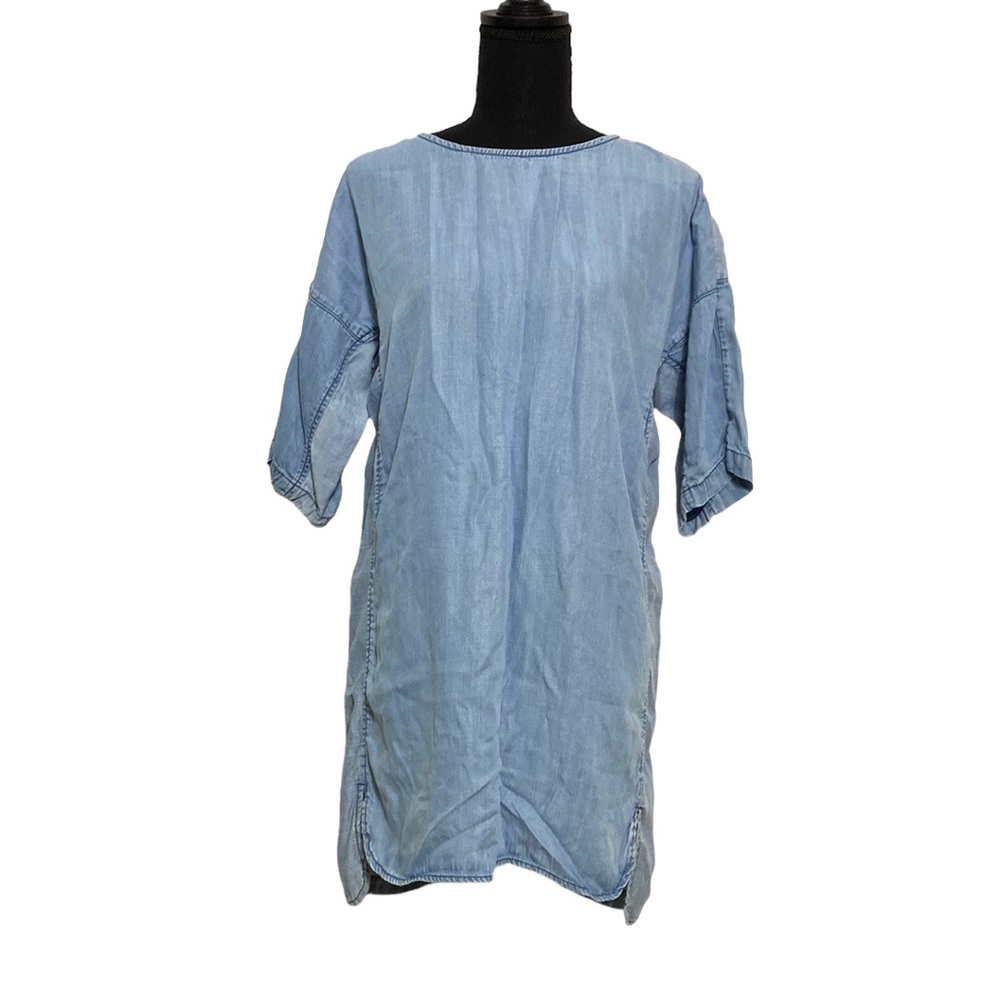 Blue Denim Back Zipper Tunic Top S